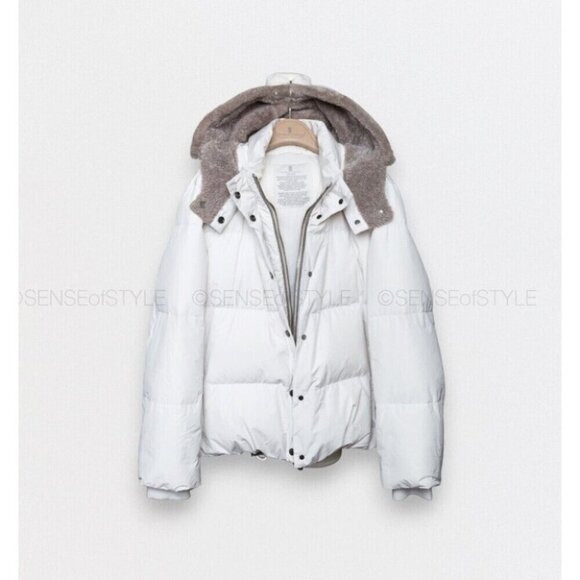 Brunello Cucinelli Jacket Puffer Coat Winter Fur Monili trim Size Women 42 M